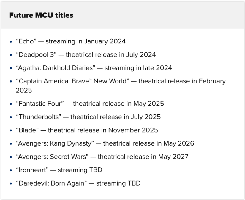 MCU Future Titles